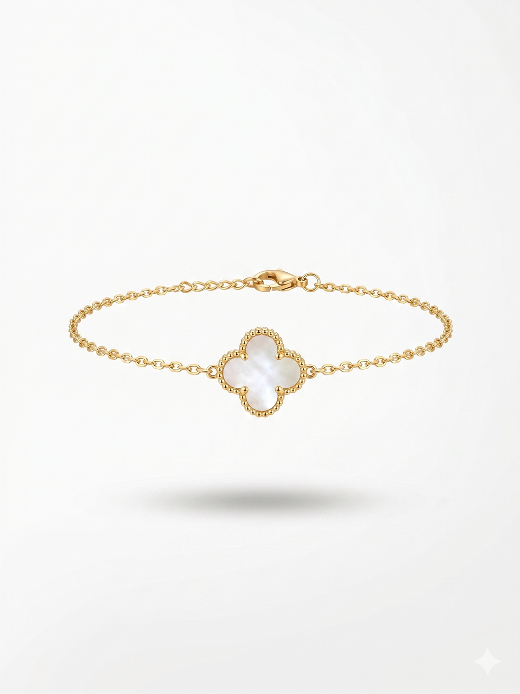 Bracelet Blanc Trèfle Nacre "Signature" – Acier Inoxydable Premium