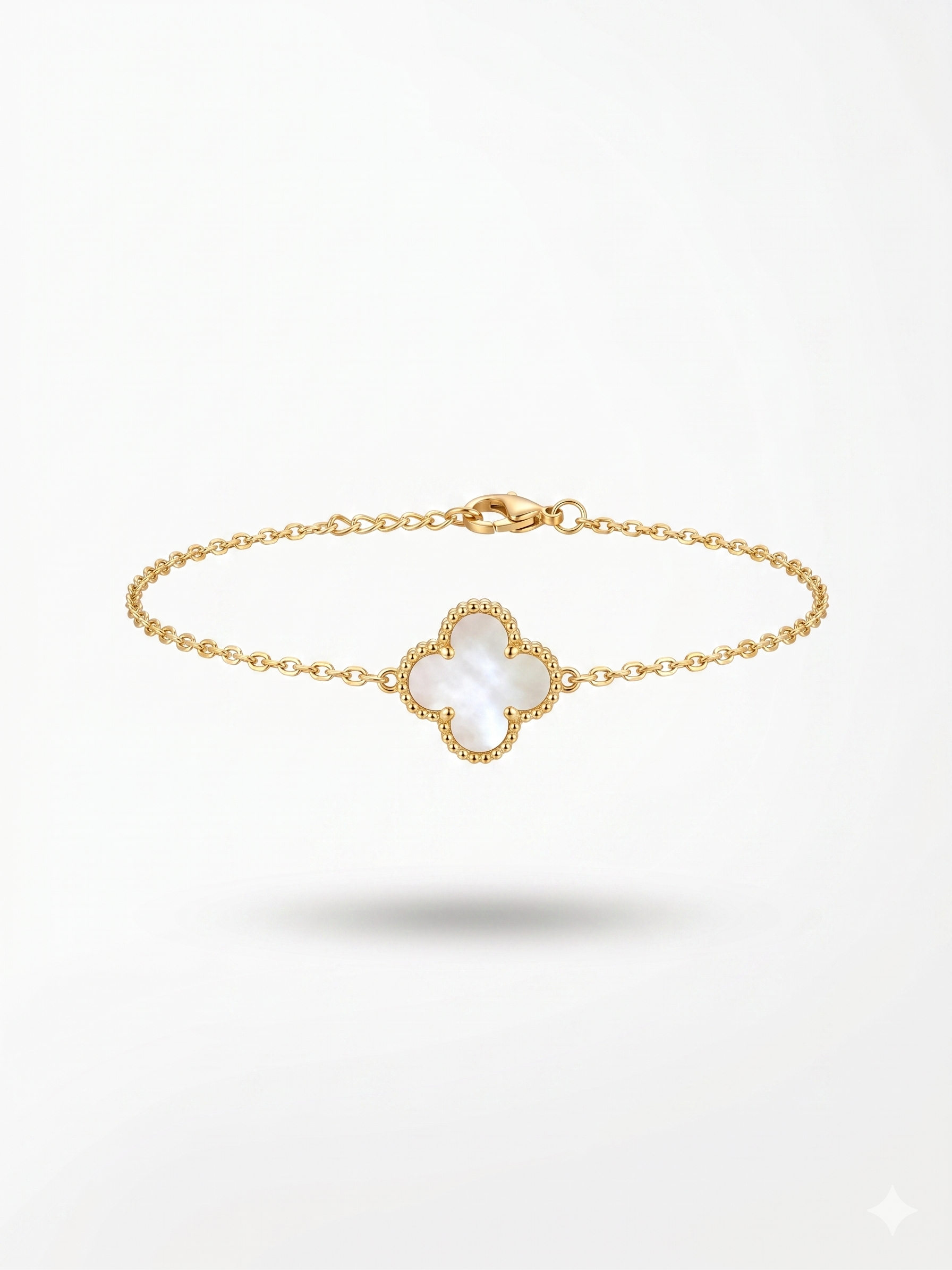 Bracelet Blanc Trèfle Nacre "Signature" – Acier Inoxydable Premium