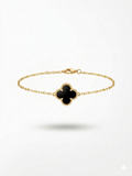 Bracelet Noir Trèfle Nacre "Signature" – Acier Inoxydable Premium