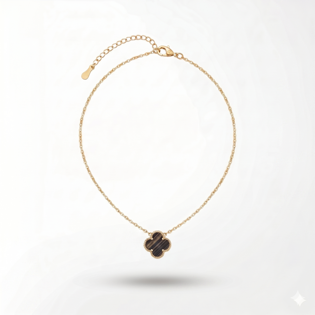 Collier Trèfle "Onyx Noir" – Acier Inoxydable Premium