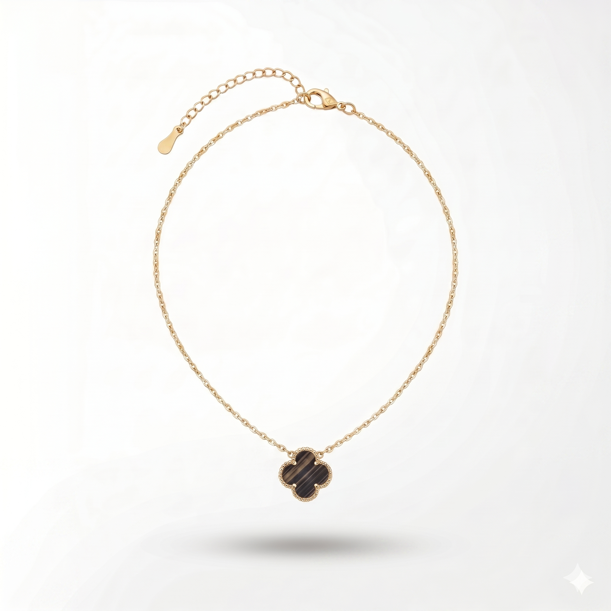 Collier Trèfle "Onyx Noir" – Acier Inoxydable Premium