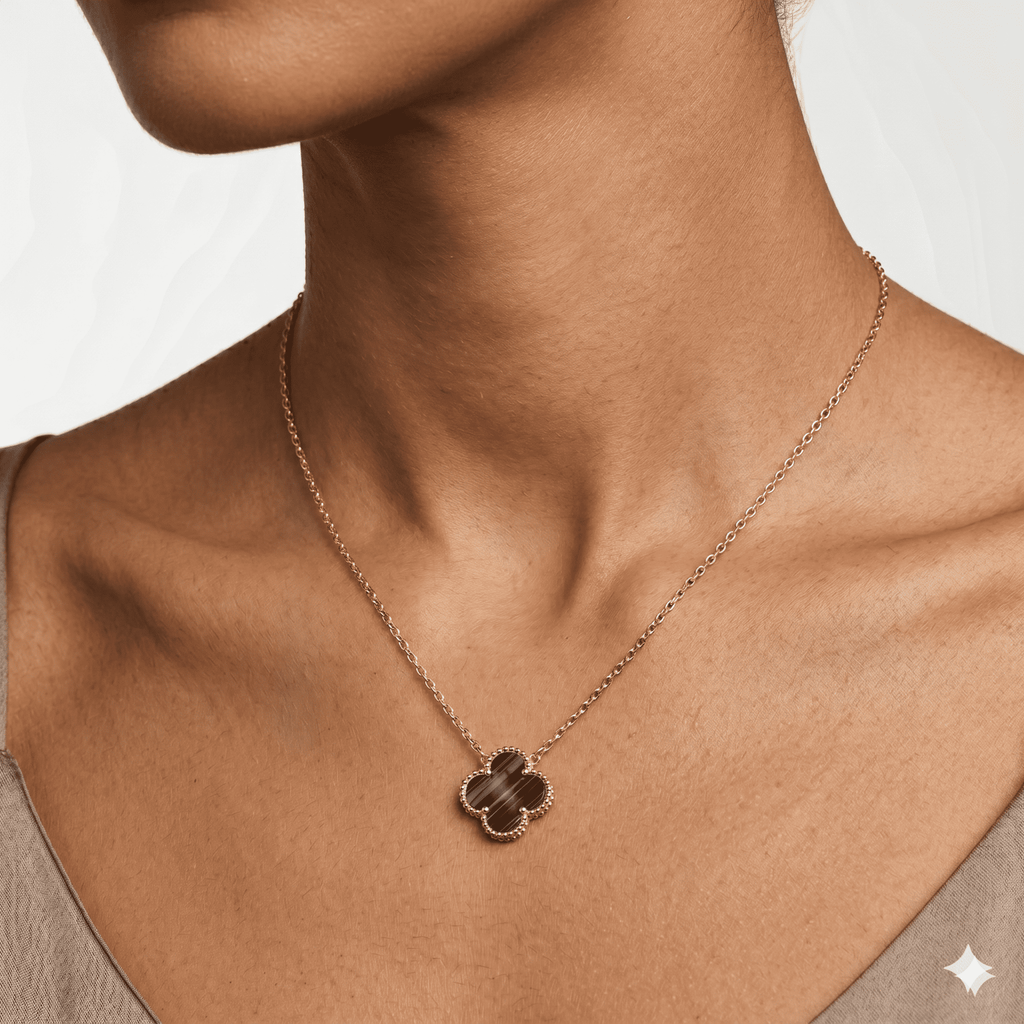 Collier Trèfle "Onyx Noir" – Acier Inoxydable Premium
